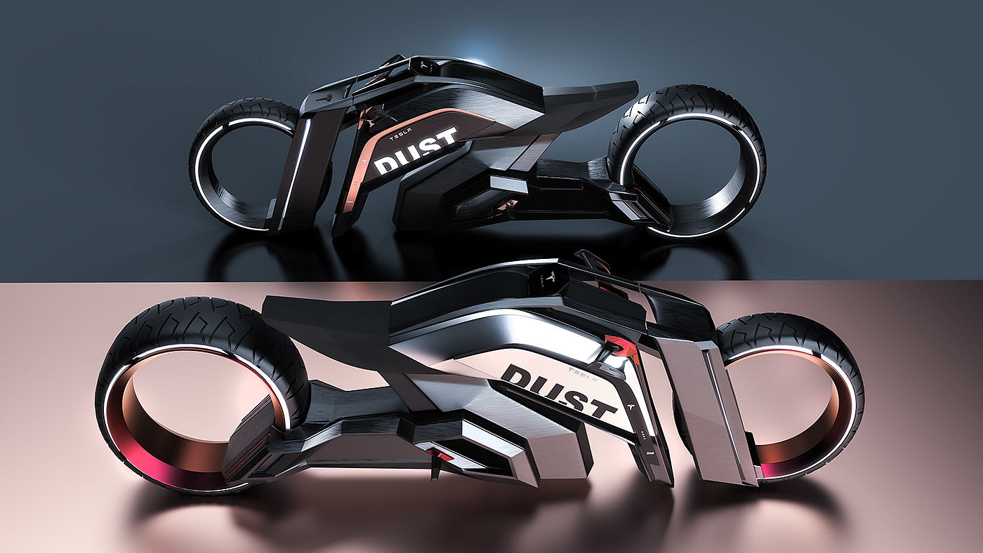 conceptual design，industrial design，Tesla，motorcycle，