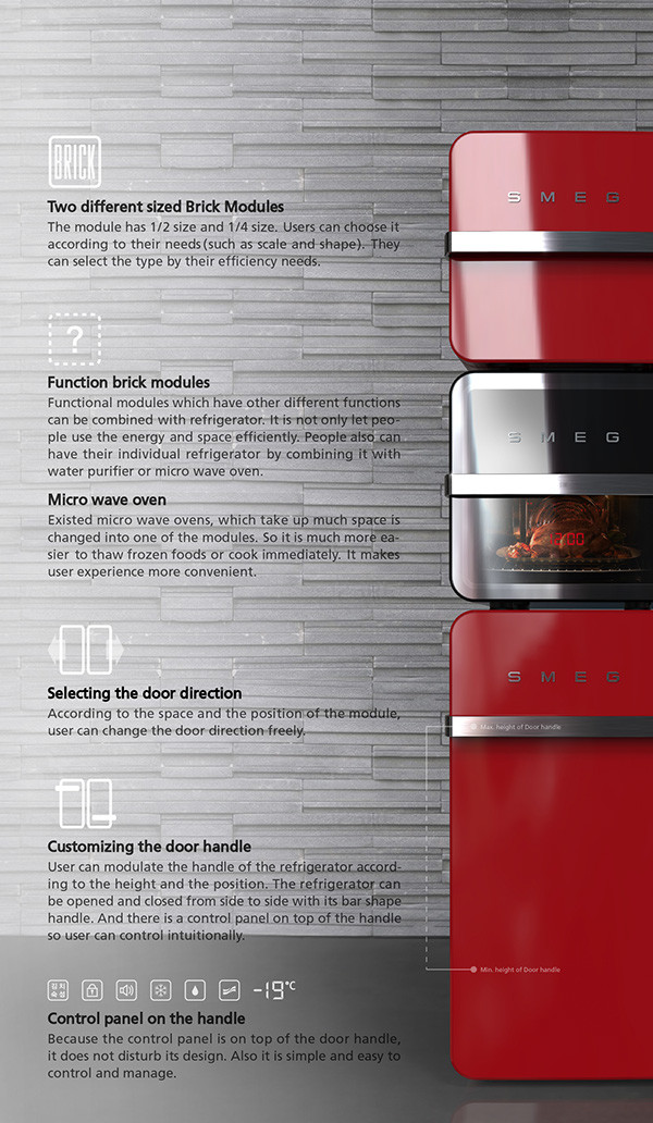 Refrigerator，household electrical appliances，kitchen，modularization，smeg，