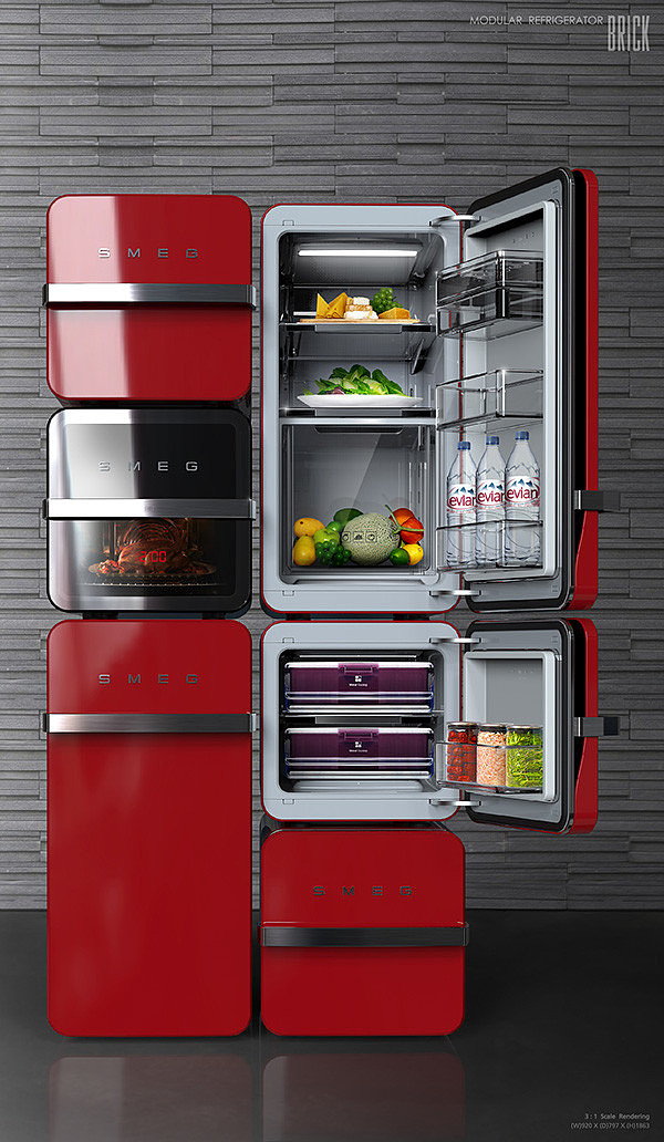 Refrigerator，household electrical appliances，kitchen，modularization，smeg，