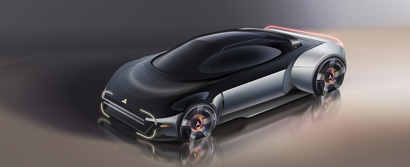 Mitsubishi，Sports car，three-dimensional，cgi，Automobile design，