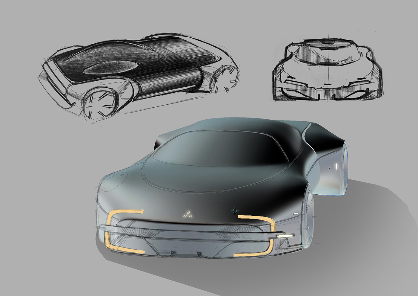 Mitsubishi，Sports car，three-dimensional，cgi，Automobile design，