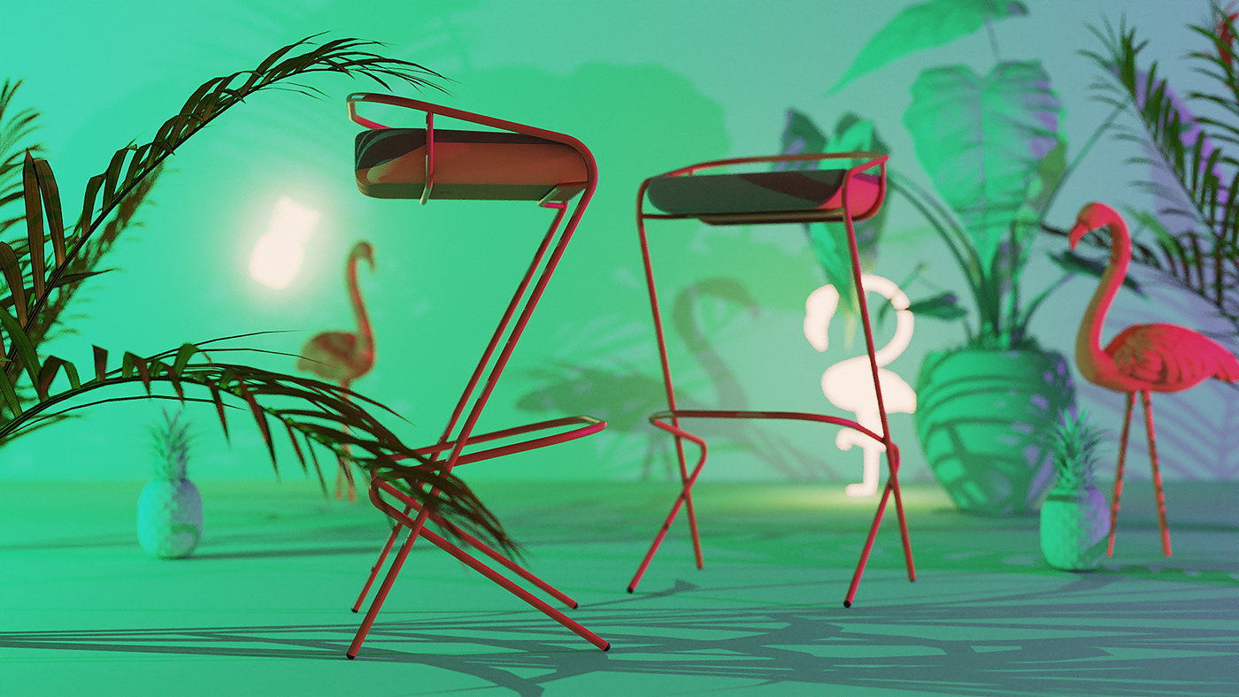 bench，product design，furniture，Flamingo，