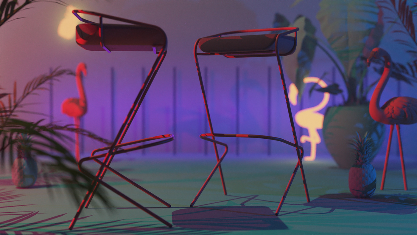 bench，product design，furniture，Flamingo，