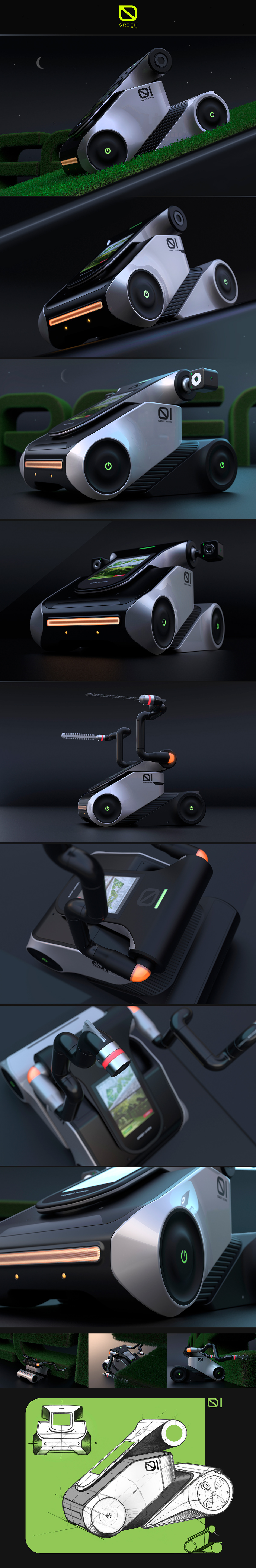 lawn mower，Hand drawn，modeling，concept，