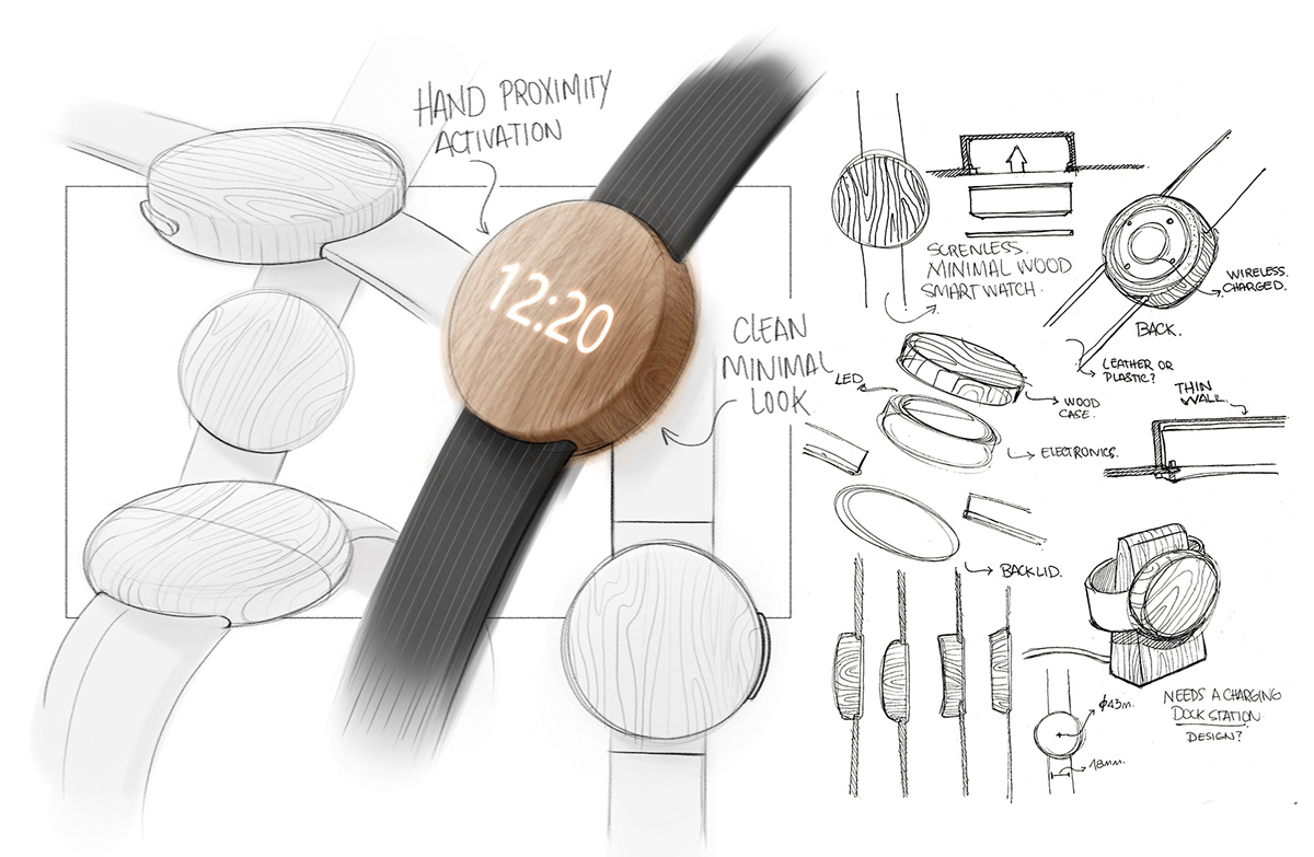 Mauricio Sanin，Wrist watch，Wristwatch，Simplicity，Backup，Concept Watch，wooden ，