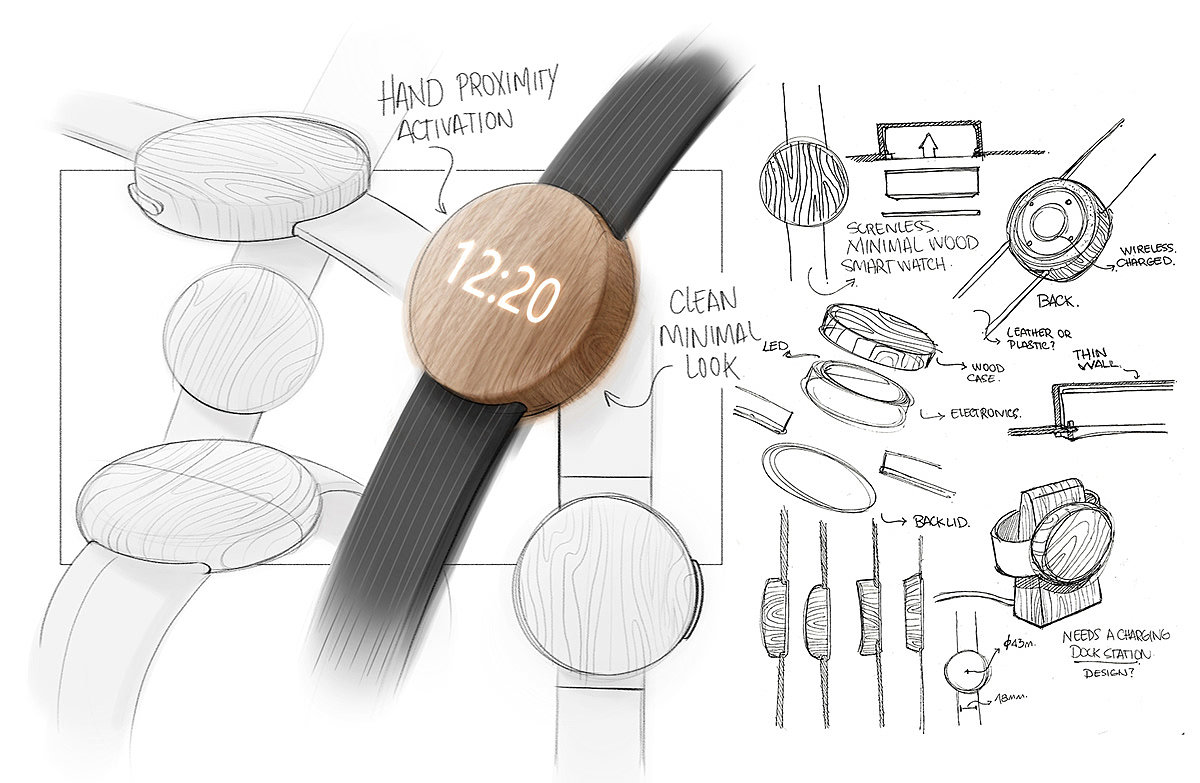 Mauricio Sanin，Wrist watch，Wristwatch，Simplicity，Backup，Concept Watch，wooden ，
