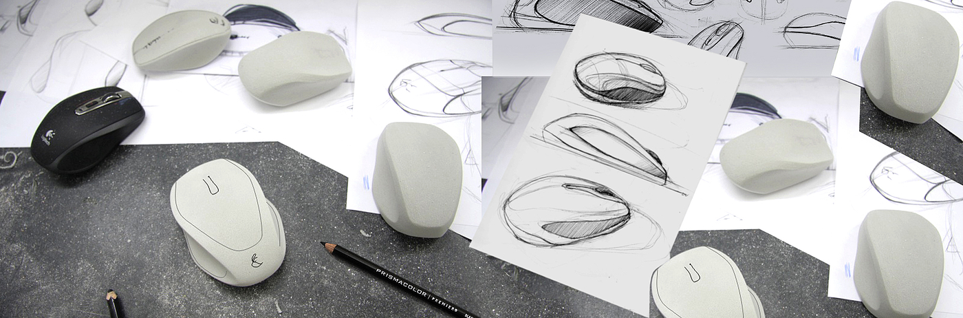 mouse，Logitech M325，Logitech，conceptual design，Hand drawn，Render，