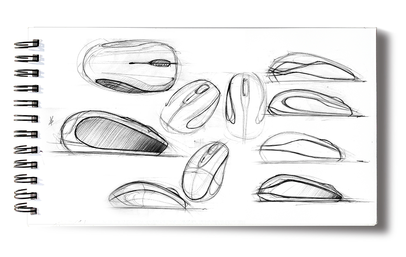 mouse，Logitech M325，Logitech，conceptual design，Hand drawn，Render，