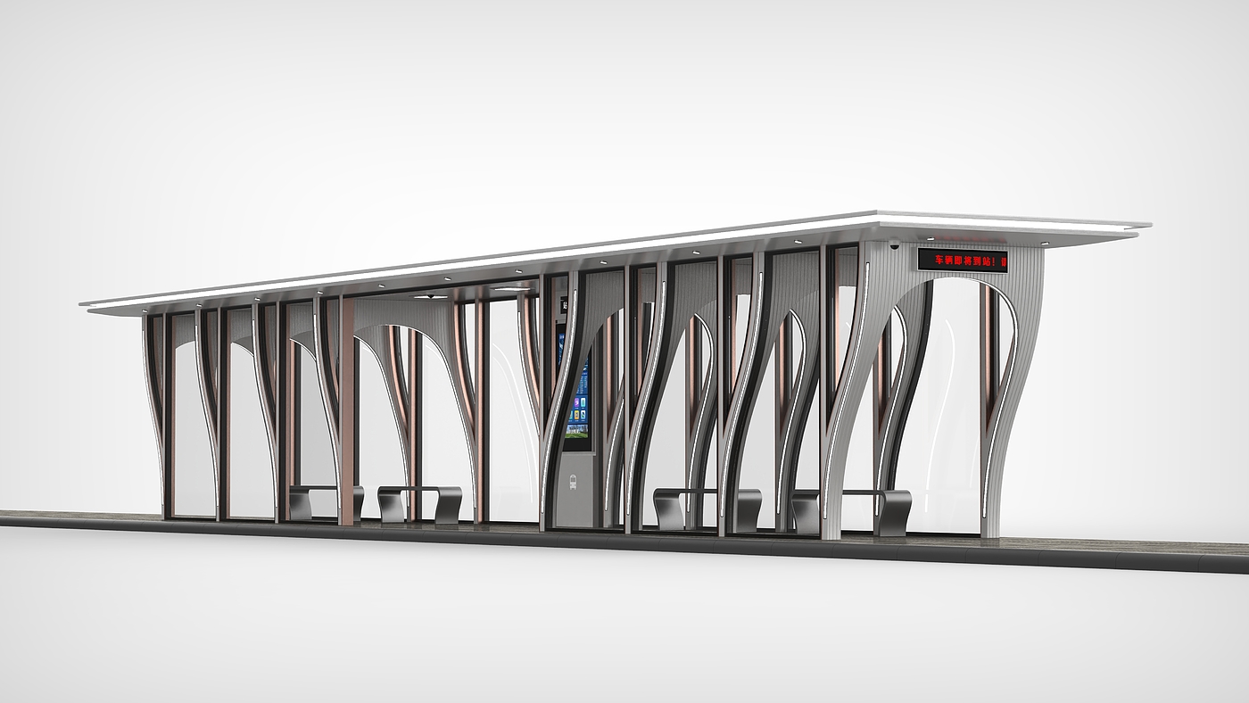 animation，Bus stop，Branch，Curve modeling，