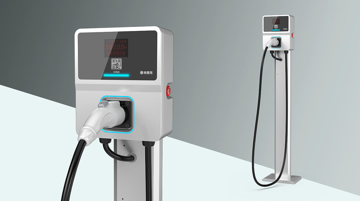 Charging pile，appearance，industrial design，Round tower，