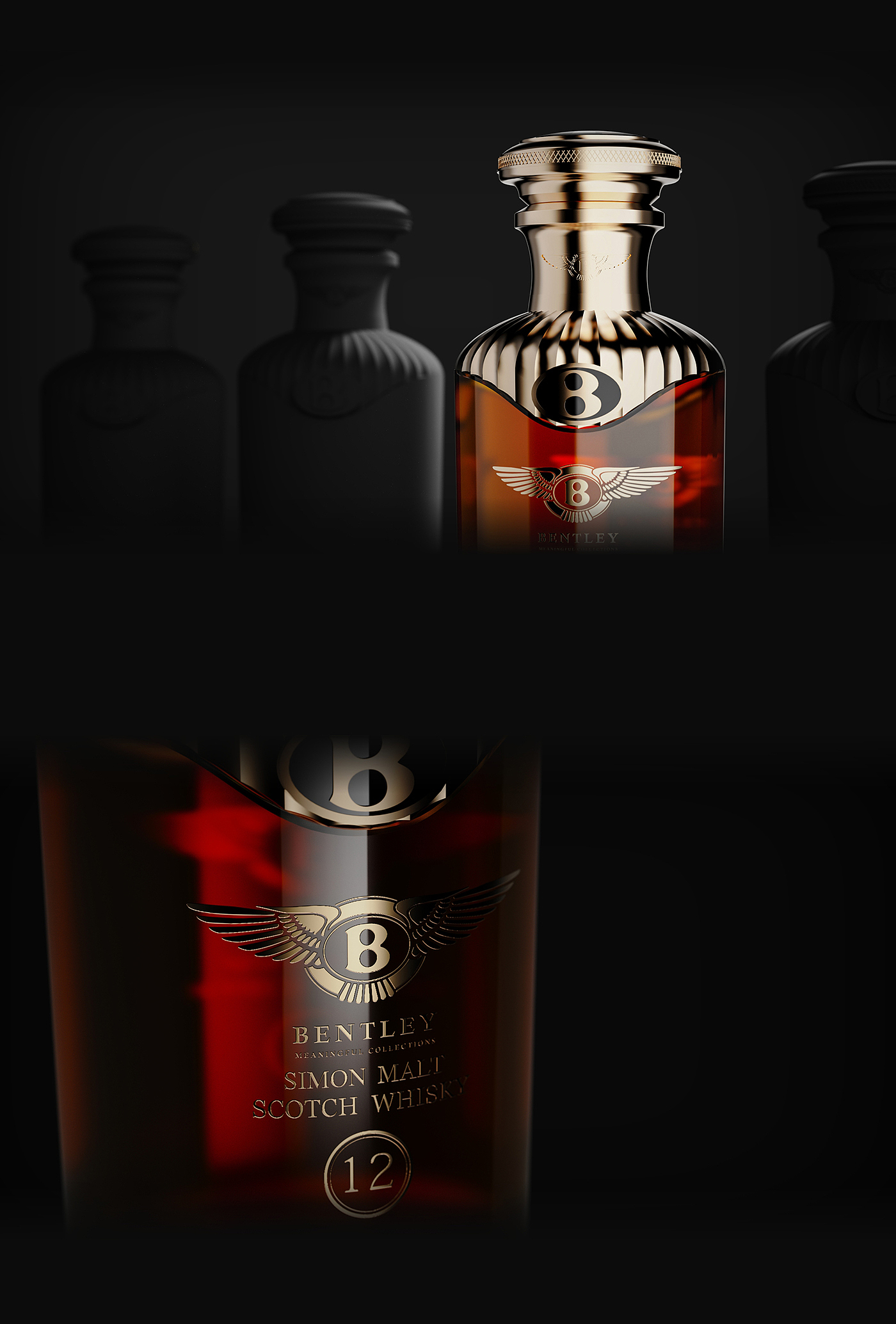 瓶型设计，BH DEISGN，洋酒，酒，威士忌，由白致黑，酒瓶设计，酒包装，