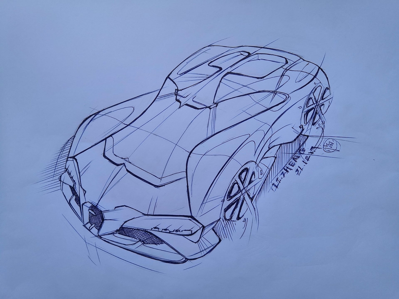 Hand drawn car，