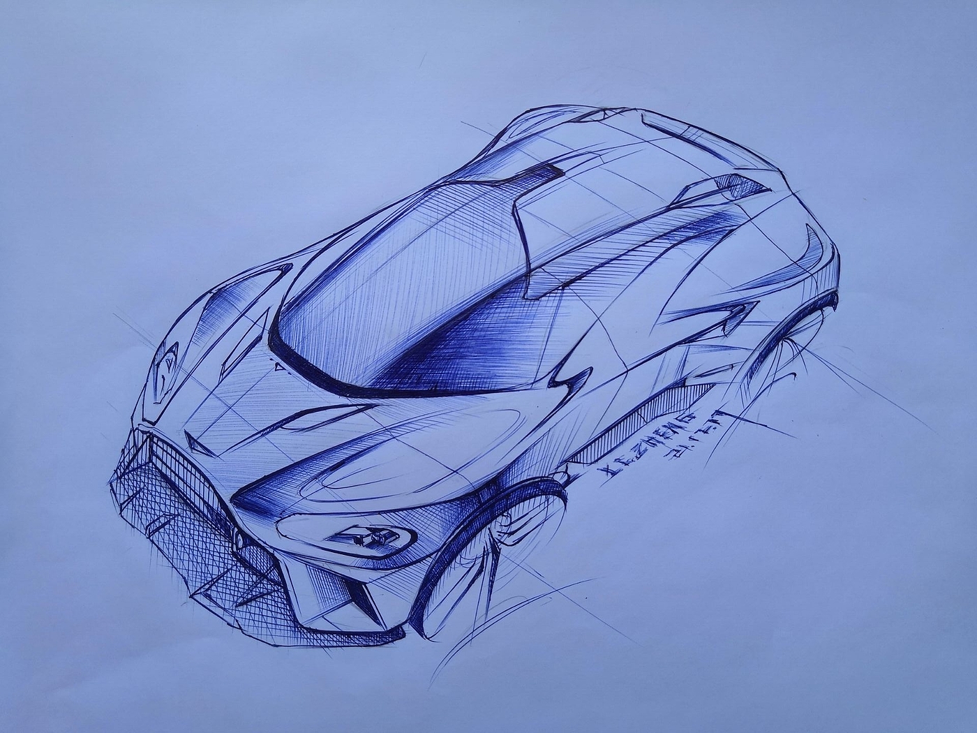 Hand drawn car，