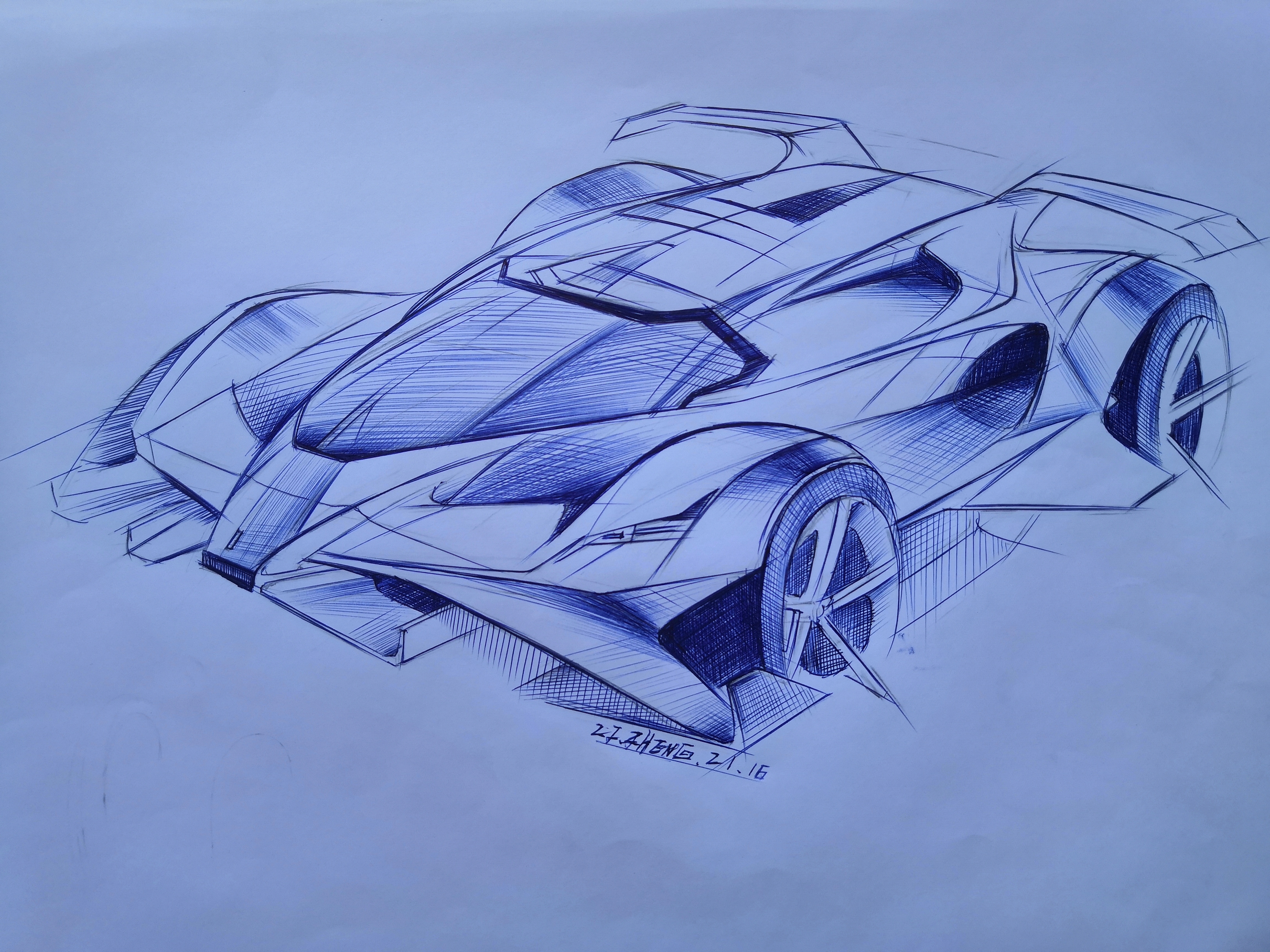 Hand drawn car，