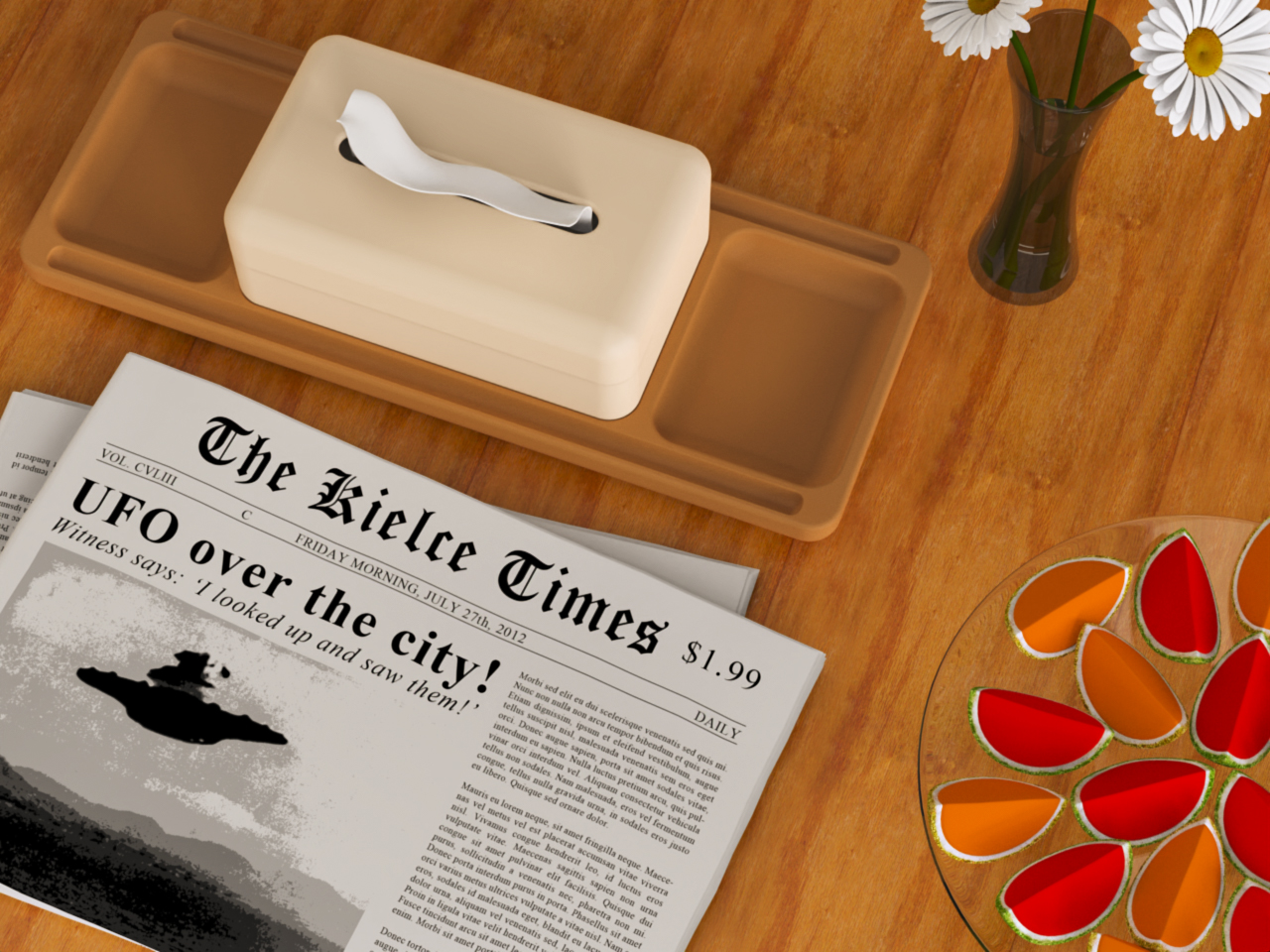 Tissue box，Fruit tray，