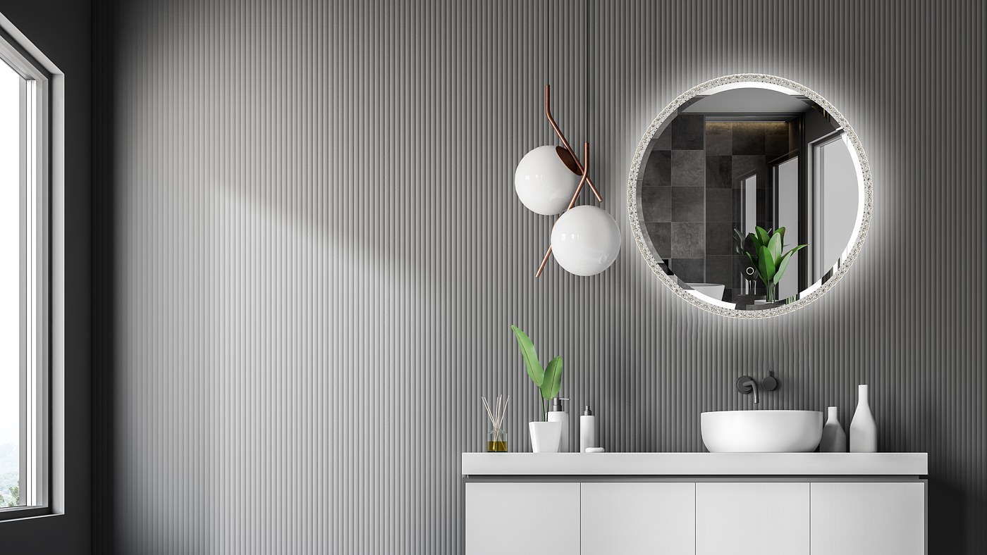 bathroom，renovation，Luminous mirror，Light luxury，Smart Mirror，bathroom mirror，