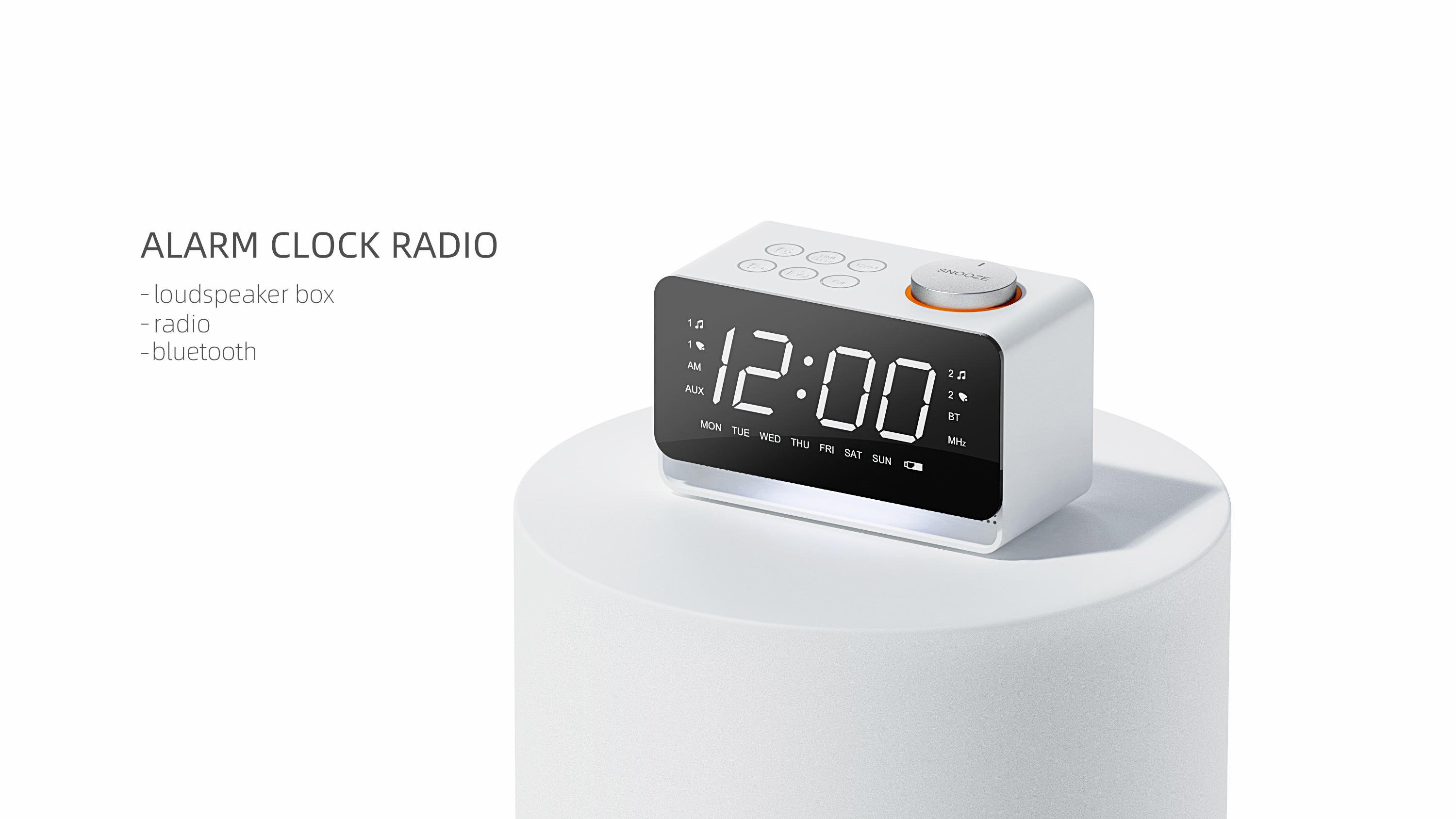 alarm clock，radio，multi-function，loudspeaker box，