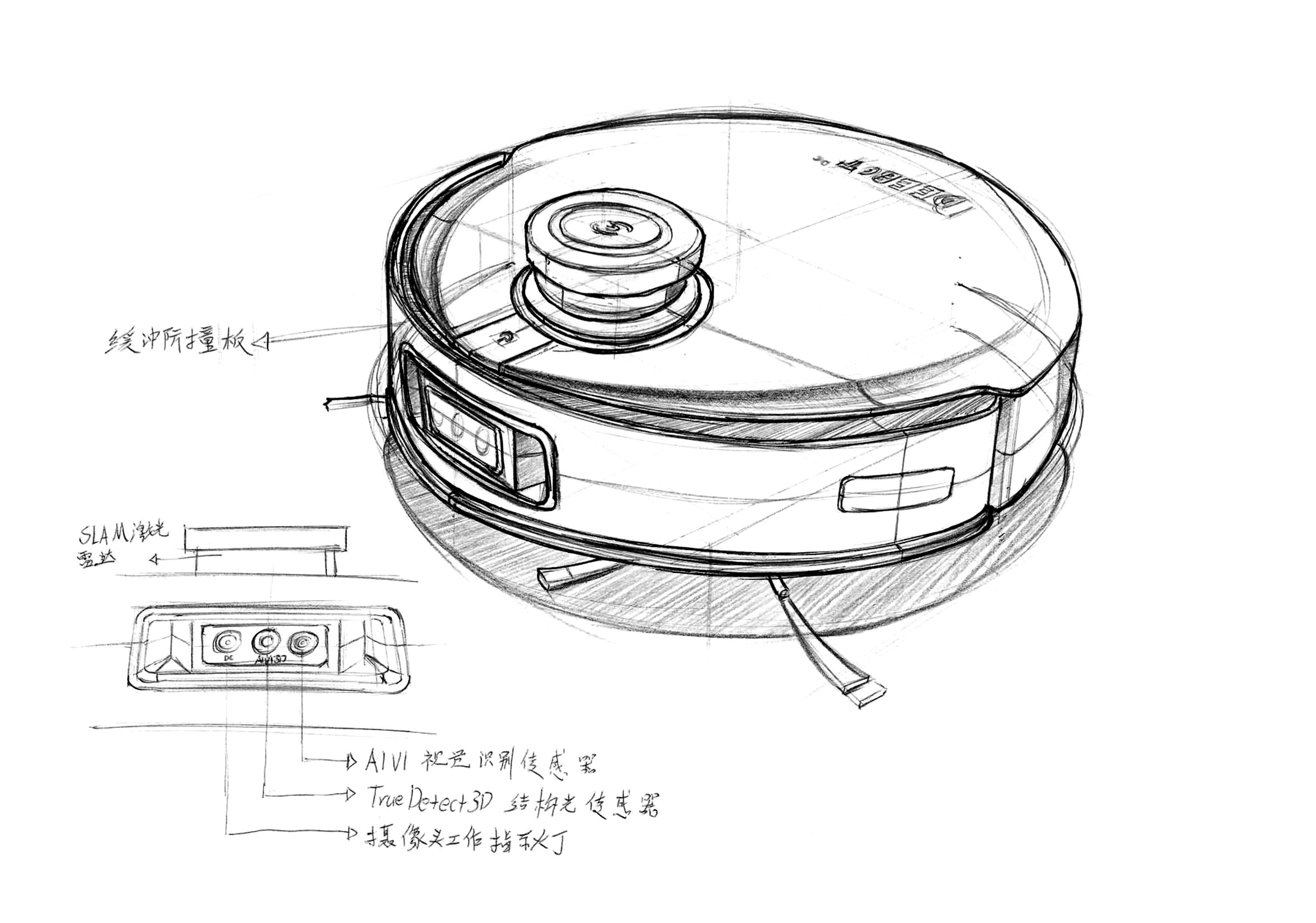 Hand drawn products, household appliances, robots, floor sweepers，