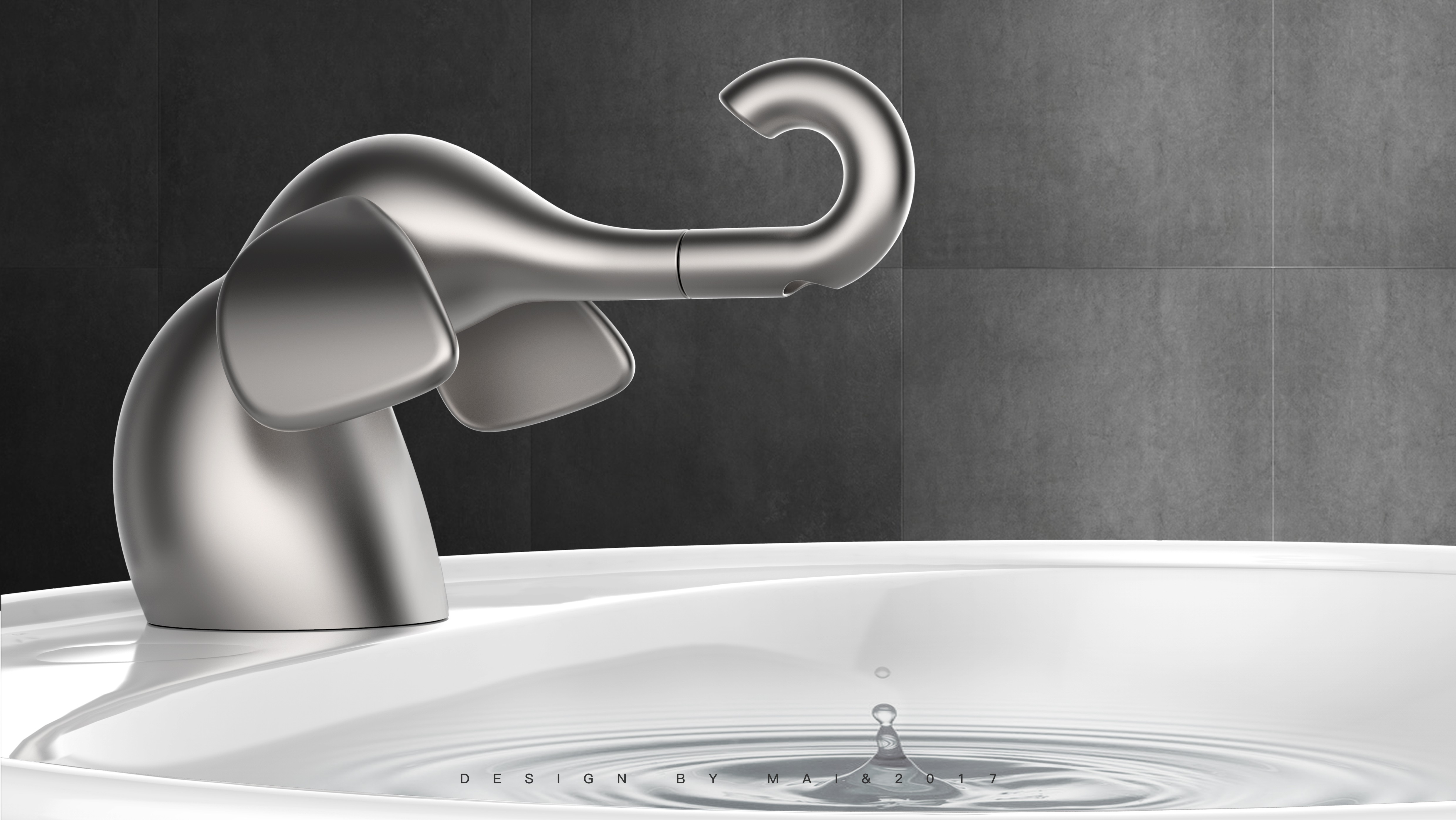 interaction，elephant，water tap，bathroom，environment protection，