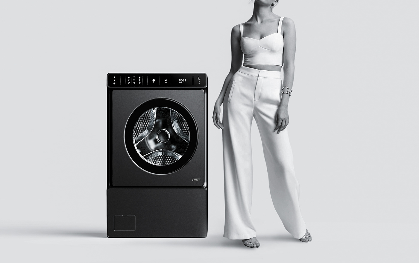 Washing machine，Drum washing machine，black，practical，