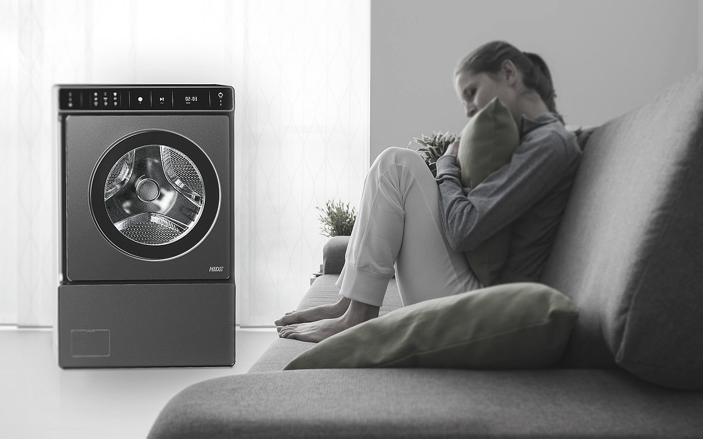 Washing machine，Drum washing machine，black，practical，