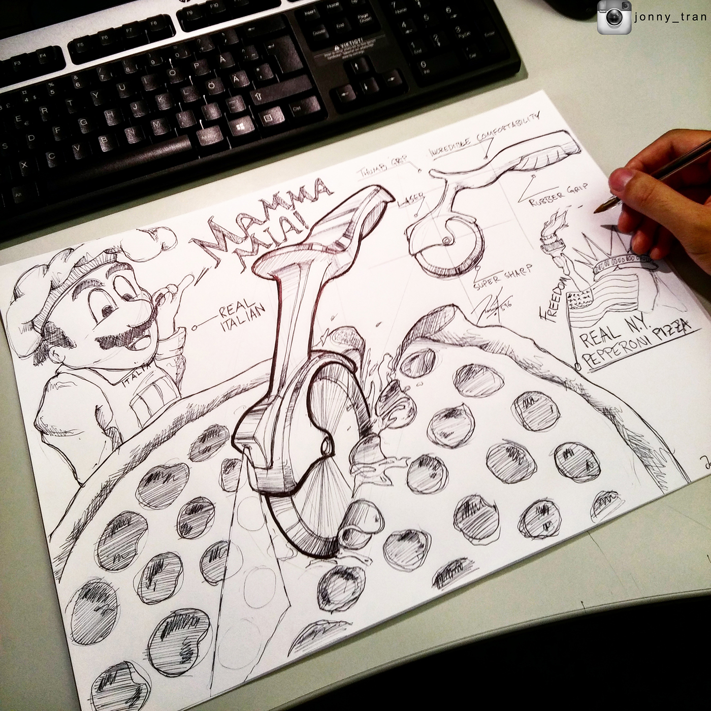 Jonny Tran，marker pen，product，sketch，Hand drawn，