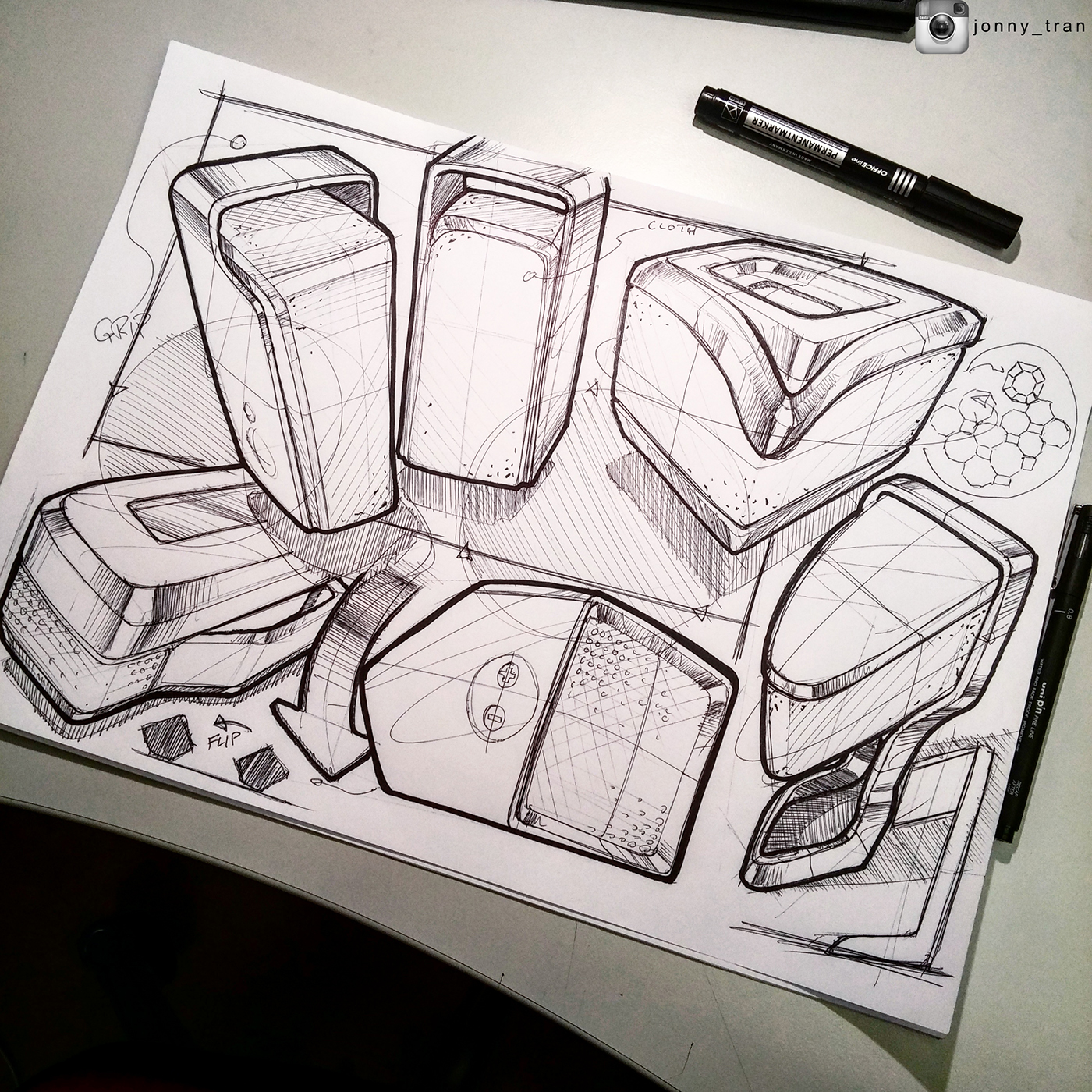 Jonny Tran，marker pen，product，sketch，Hand drawn，