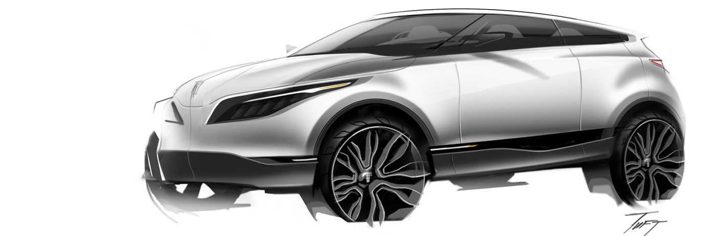 手绘lincolnmkc豪华suv手绘渲染全欣赏