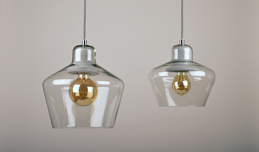 Glass，concrete，a chandelier，