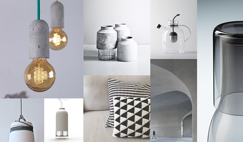 Glass，concrete，a chandelier，