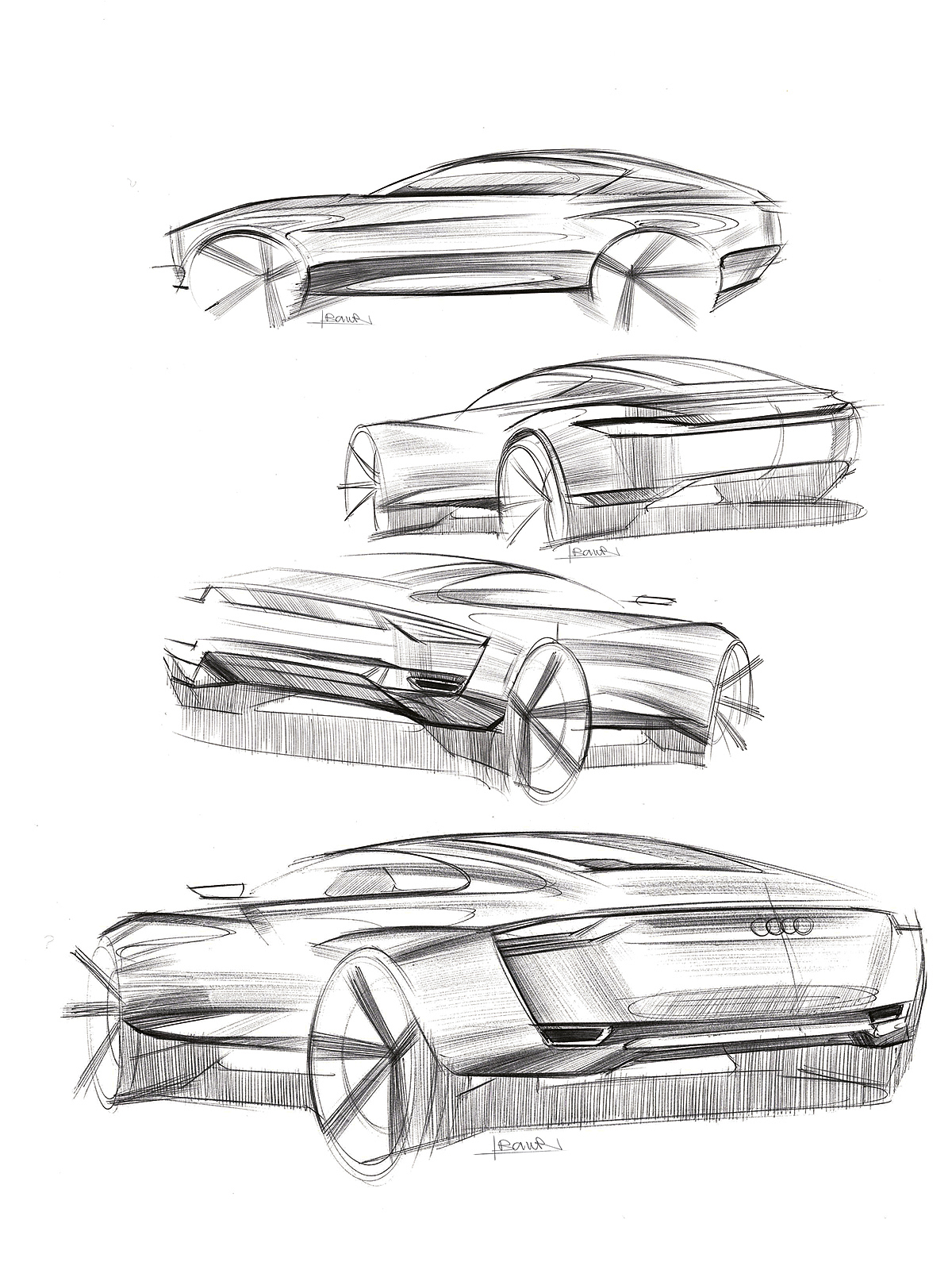 Lorenz Bauer，Hand drawn car，sketch，