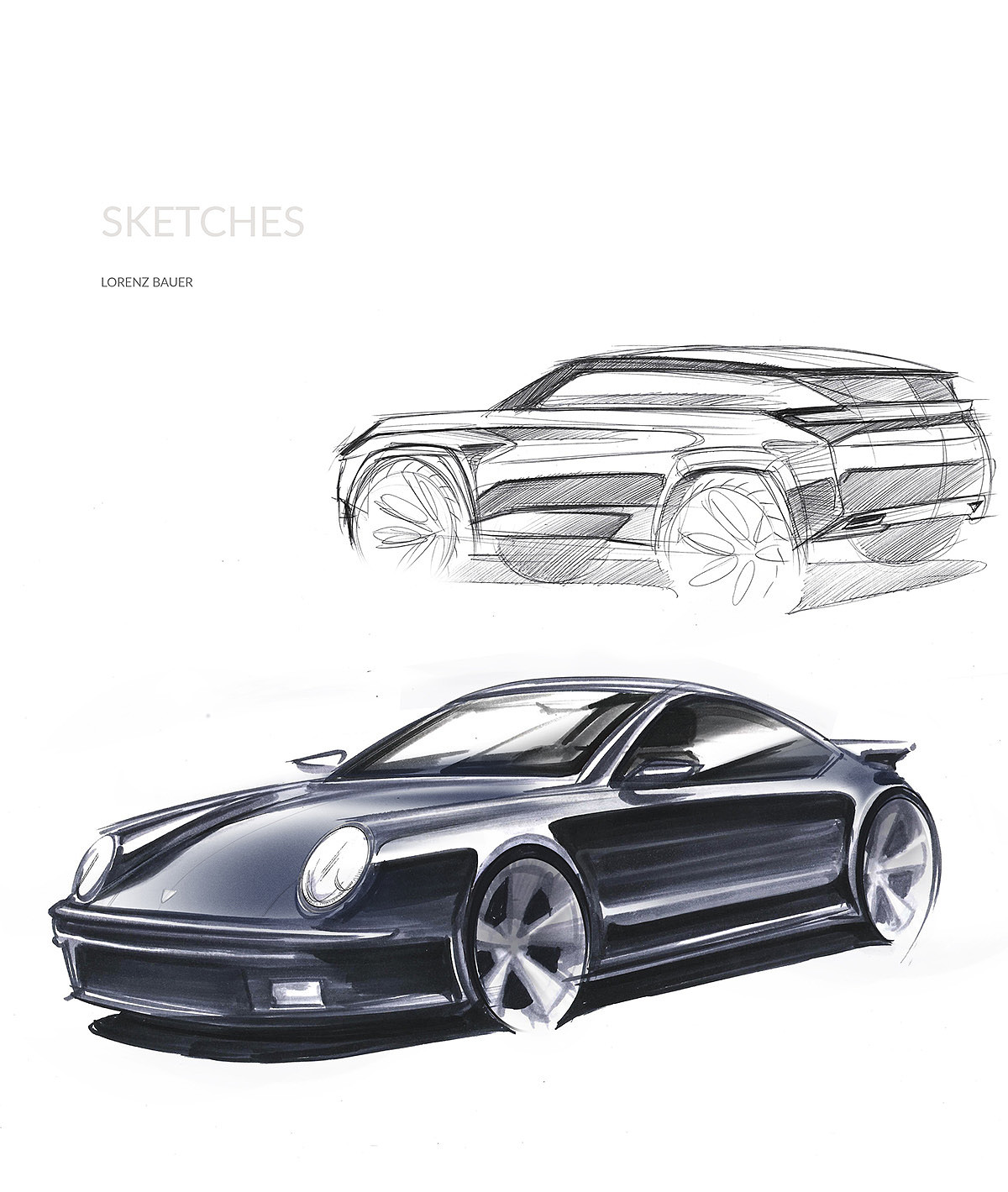 Lorenz Bauer，Hand drawn car，sketch，