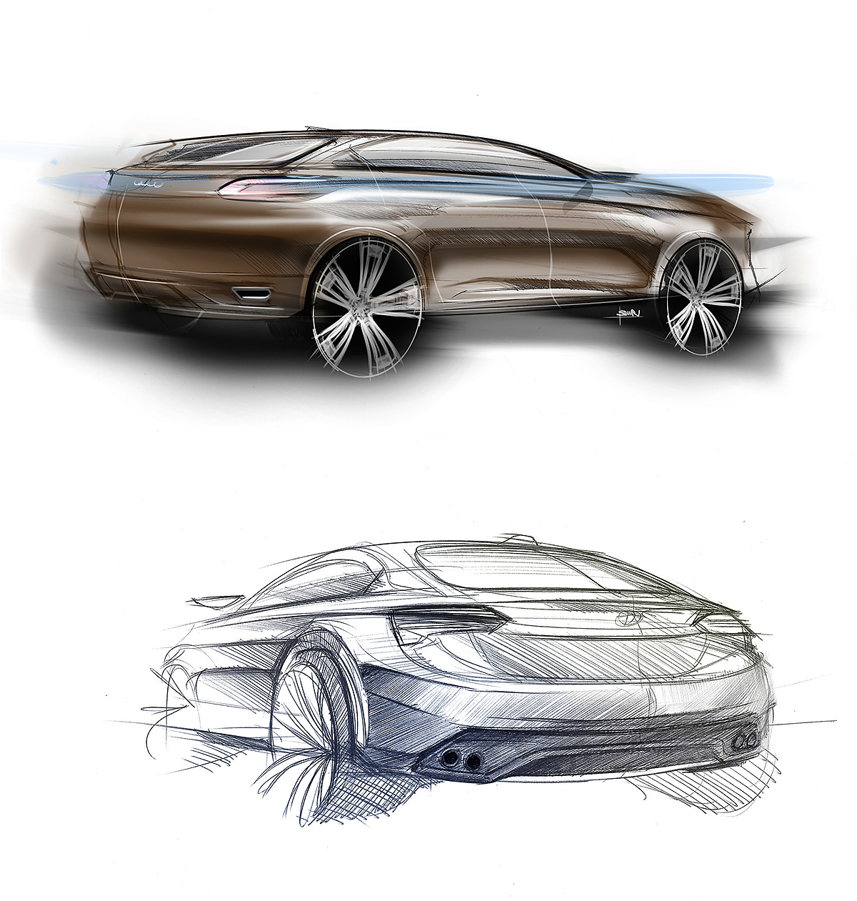 Lorenz Bauer，Hand drawn car，sketch，Hand drawn car scene，
