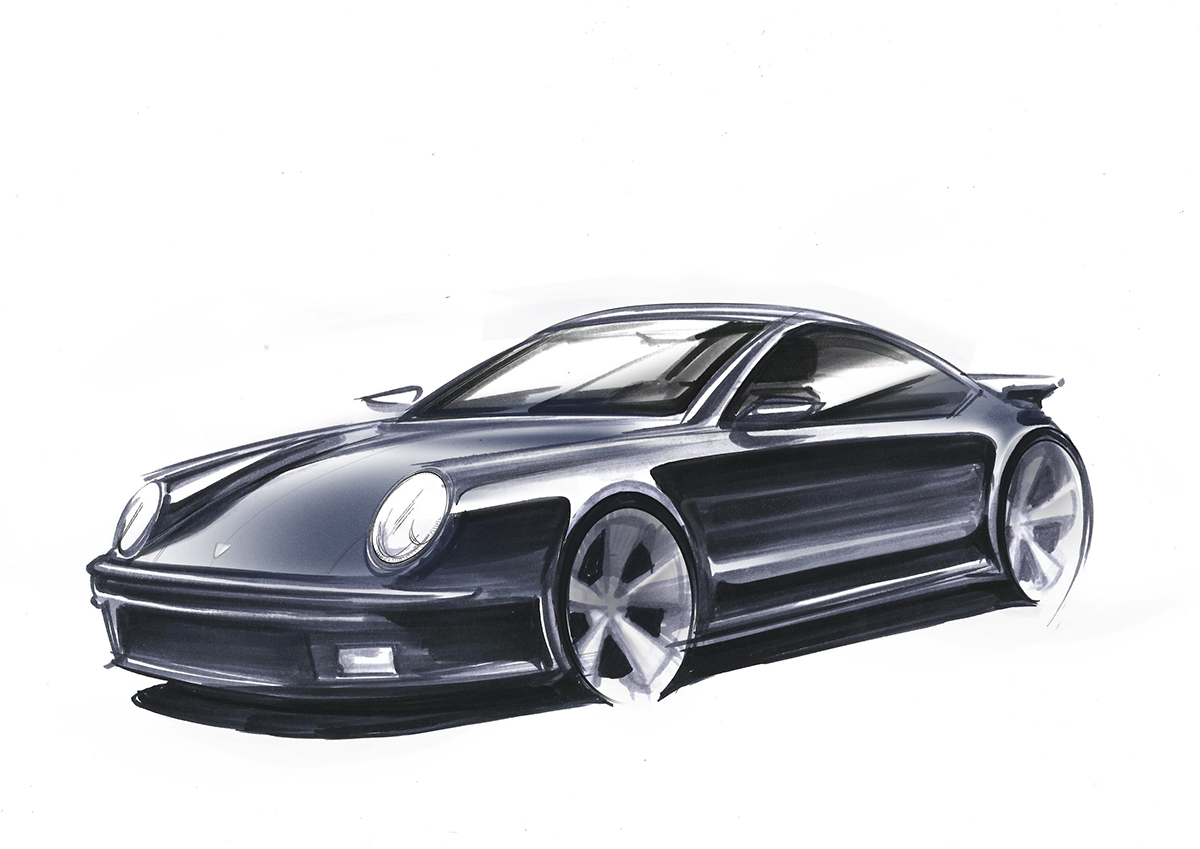 Lorenz Bauer，Hand drawn car，sketch，Hand drawn car scene，