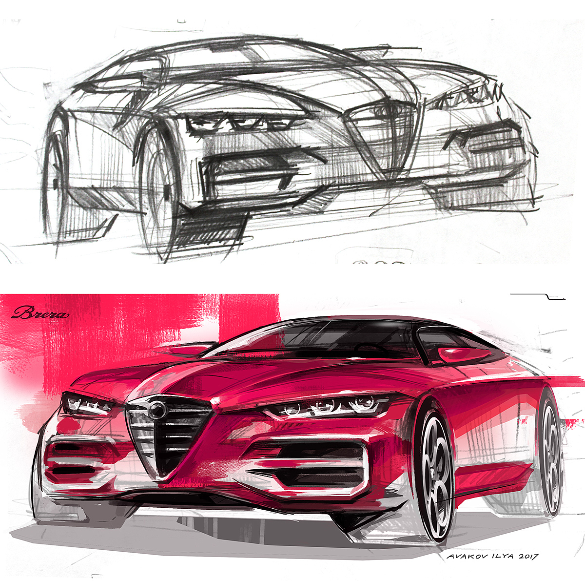 Sketch，automobile，vehicle，Hand drawn，