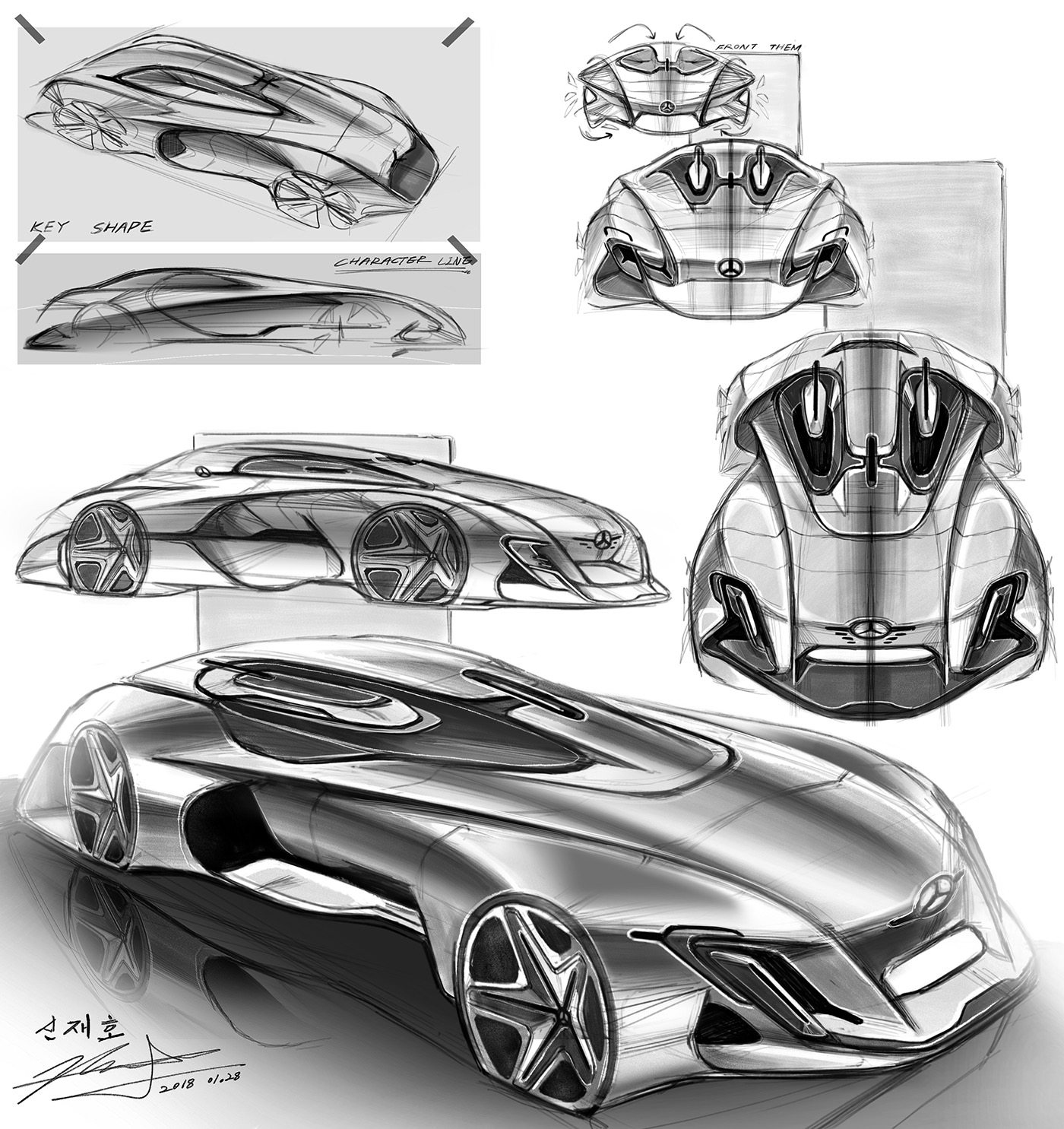 automobile，Hand drawn，automation，sketch，