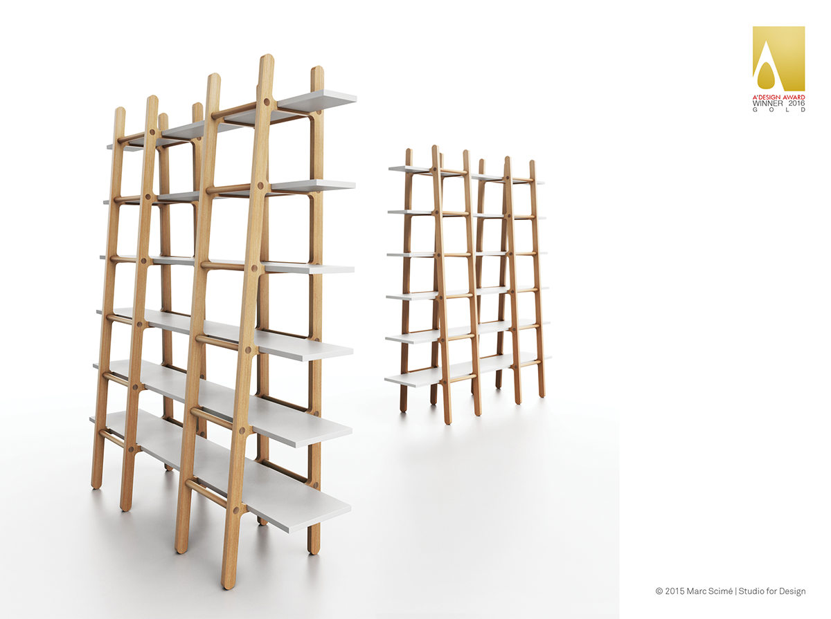 industrial design，Home design，Creative furniture，bookshelf，ladder，2016Adesign，gold prize，