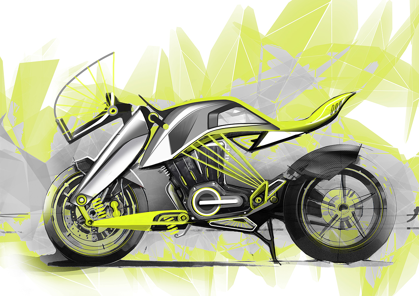 Hand drawn，motorcycle，effect，