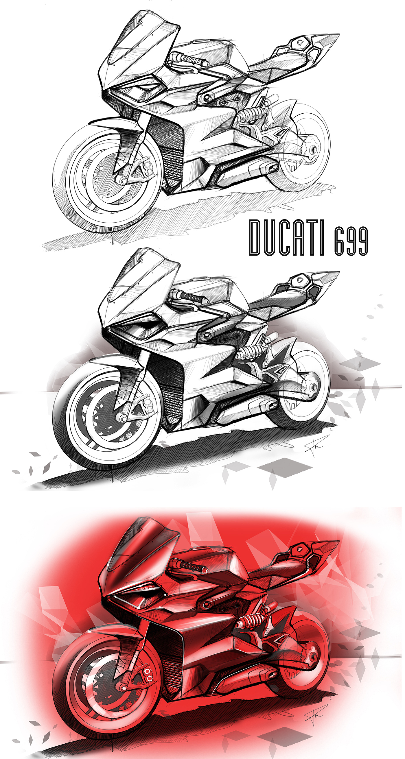 Hand drawn，motorcycle，effect，