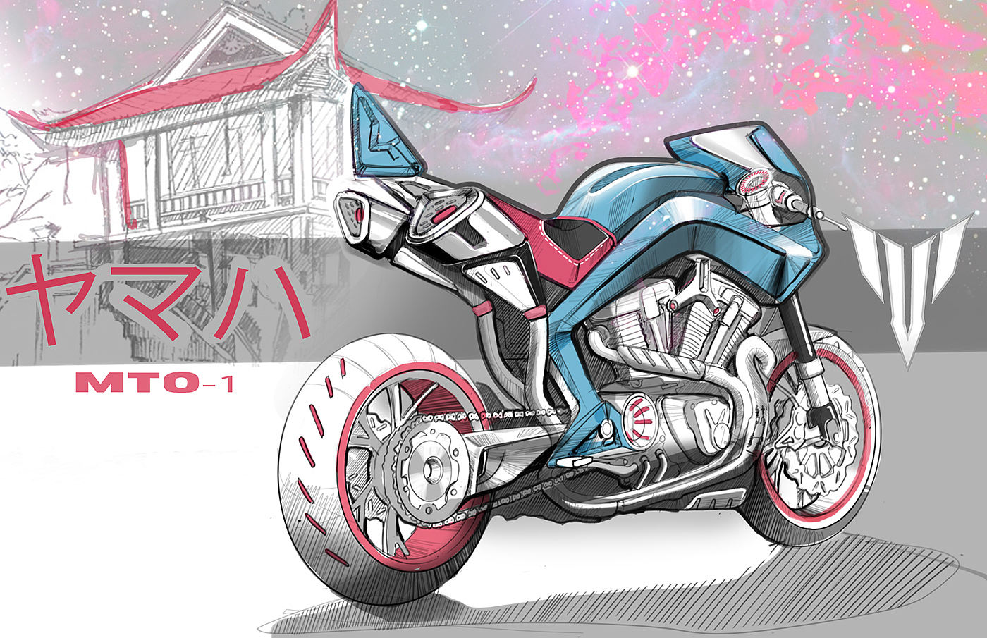 Hand drawn，motorcycle，effect，