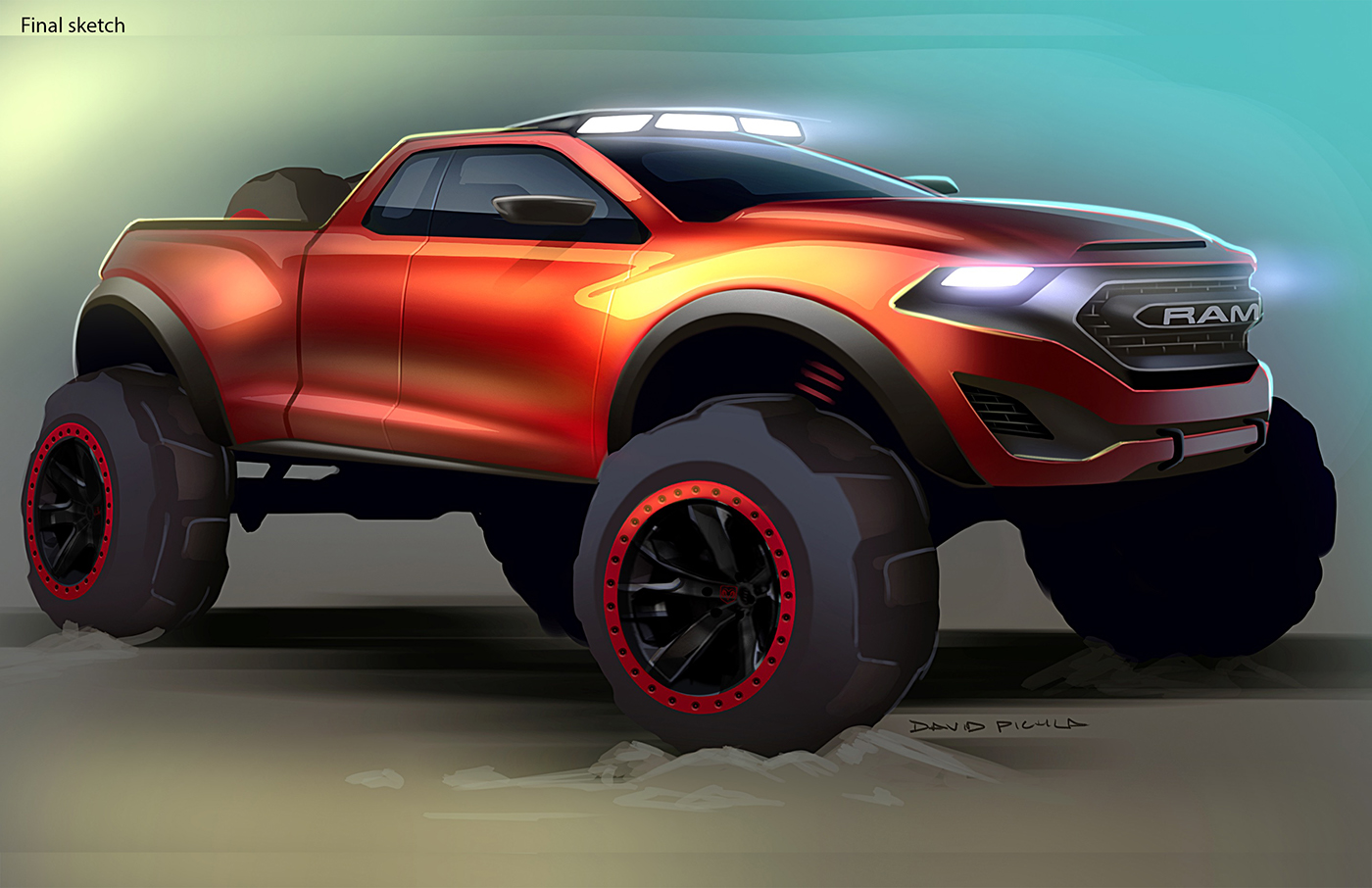 Ram，dodge，automobile，sketch，Hand drawn，