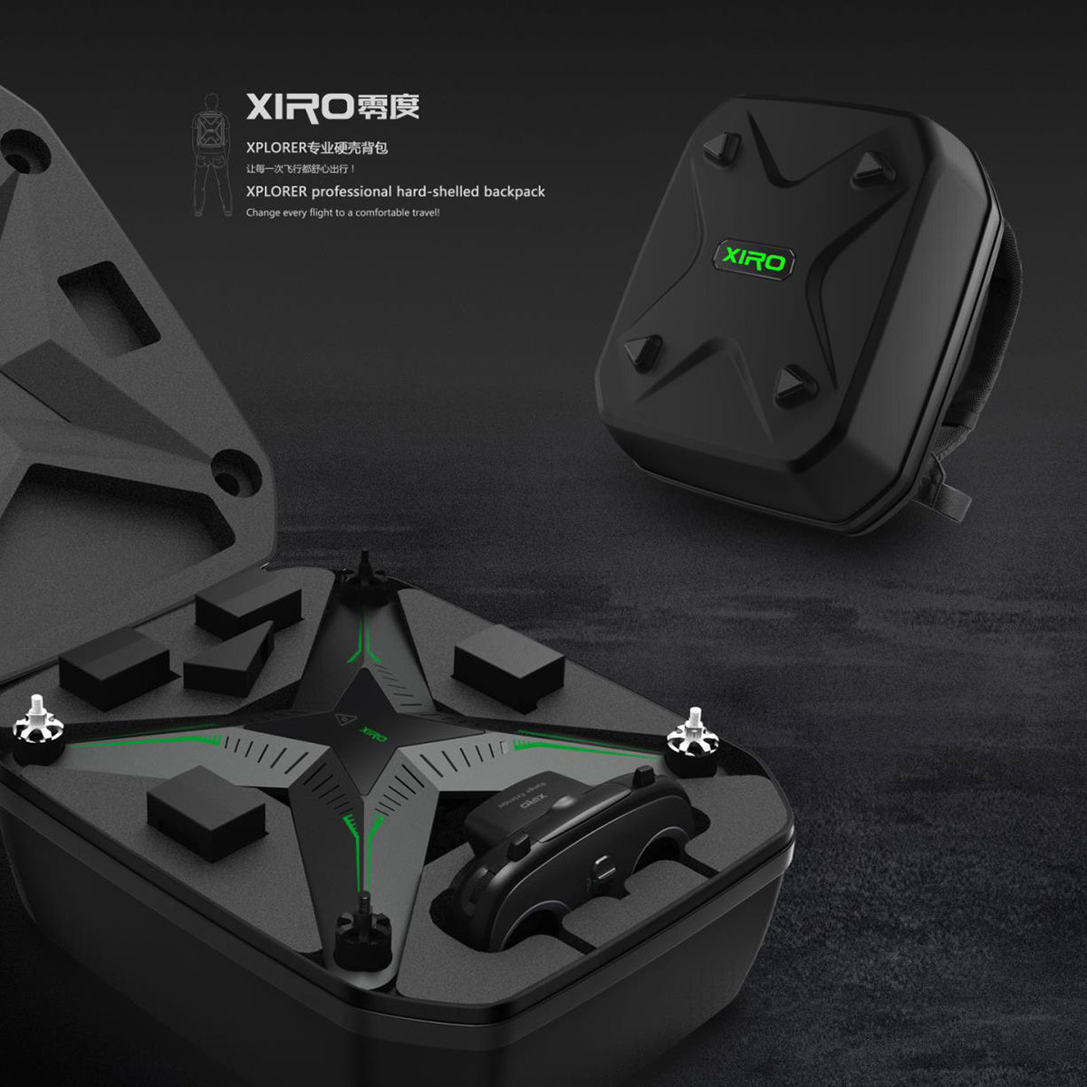 rotation，UAV，knapsack，product design，outdoors，