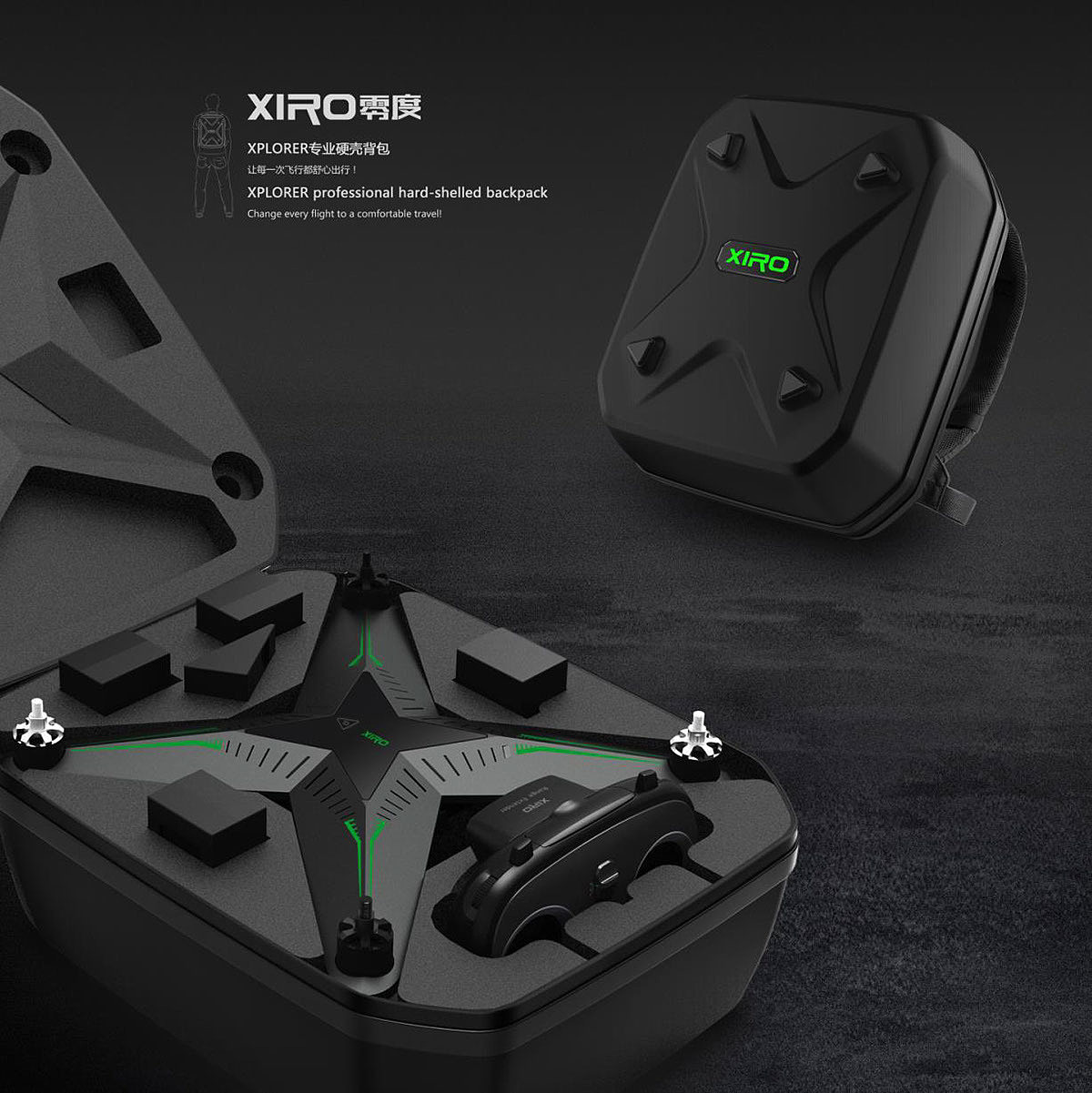 rotation，UAV，knapsack，product design，outdoors，