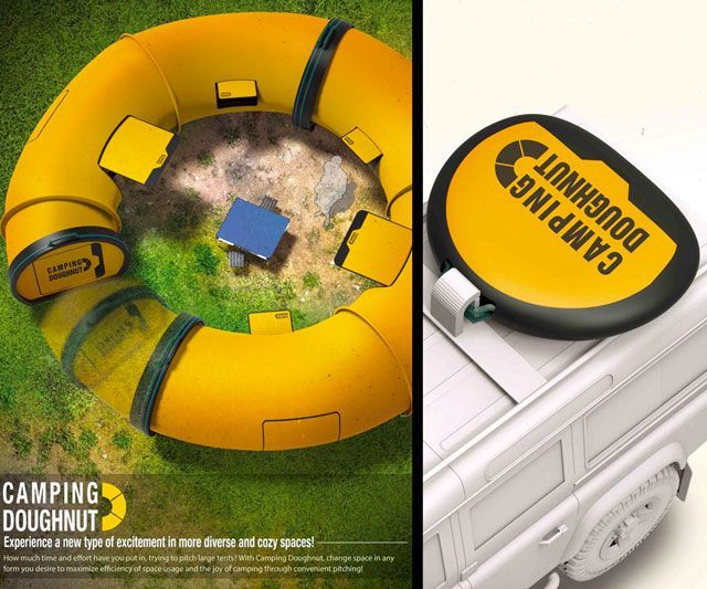 outdoors，Tent，doughnut，Many people，product design，industrial design，