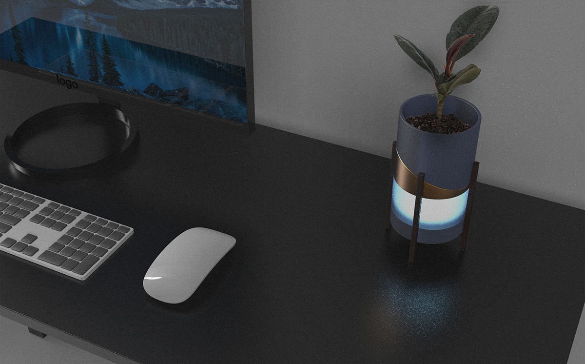 lignt flowerpot，Wooden flowerpot，product design，