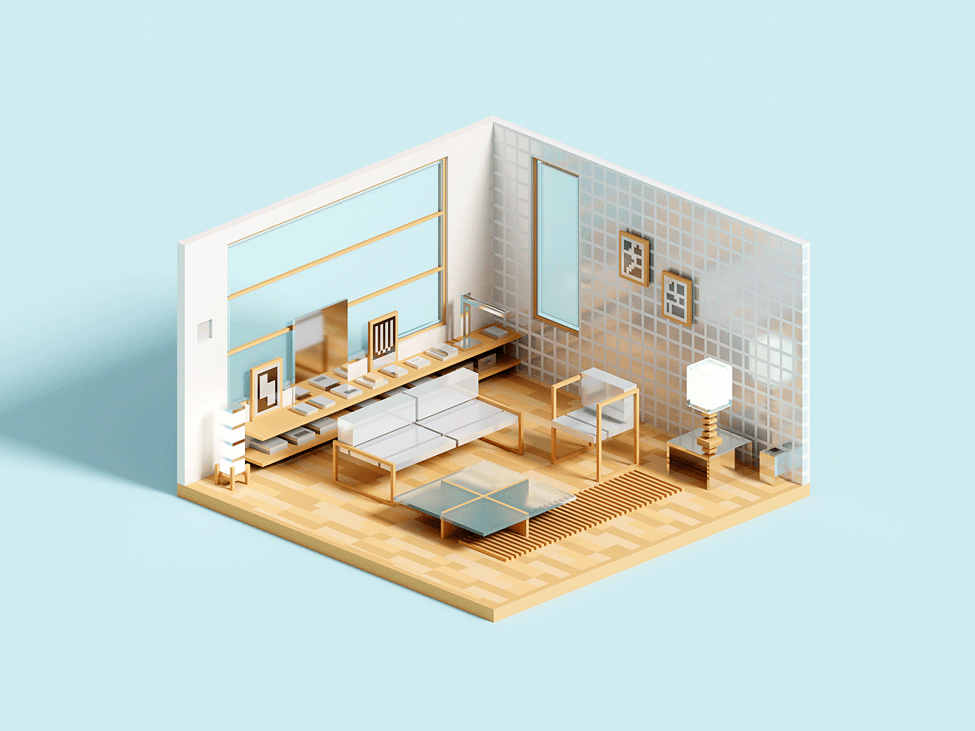 Rooms 2020，建模渲染，插画，