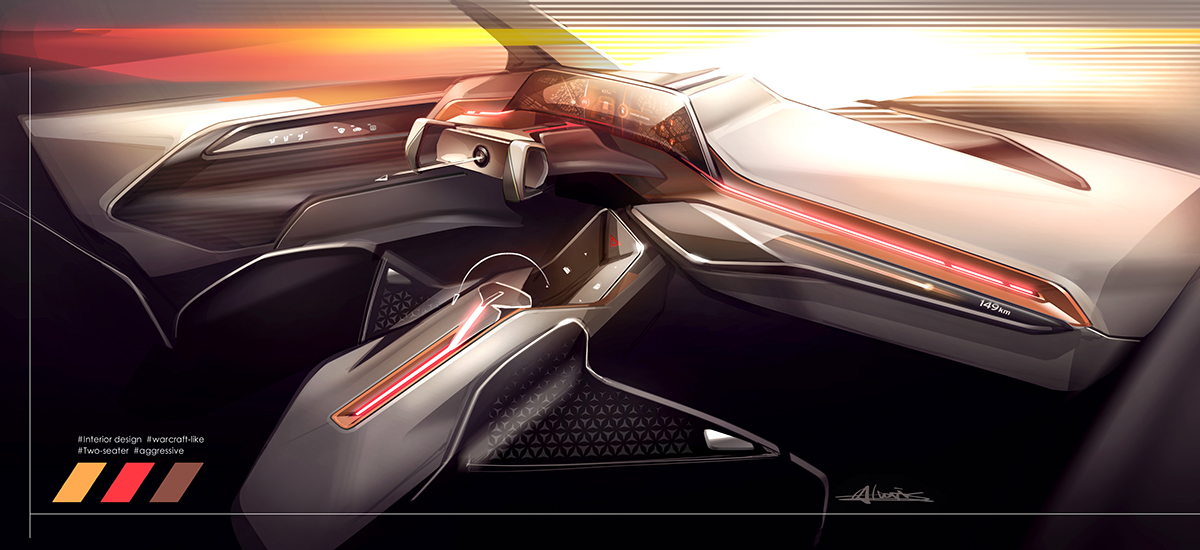 Reproduced car interior hand-painted，