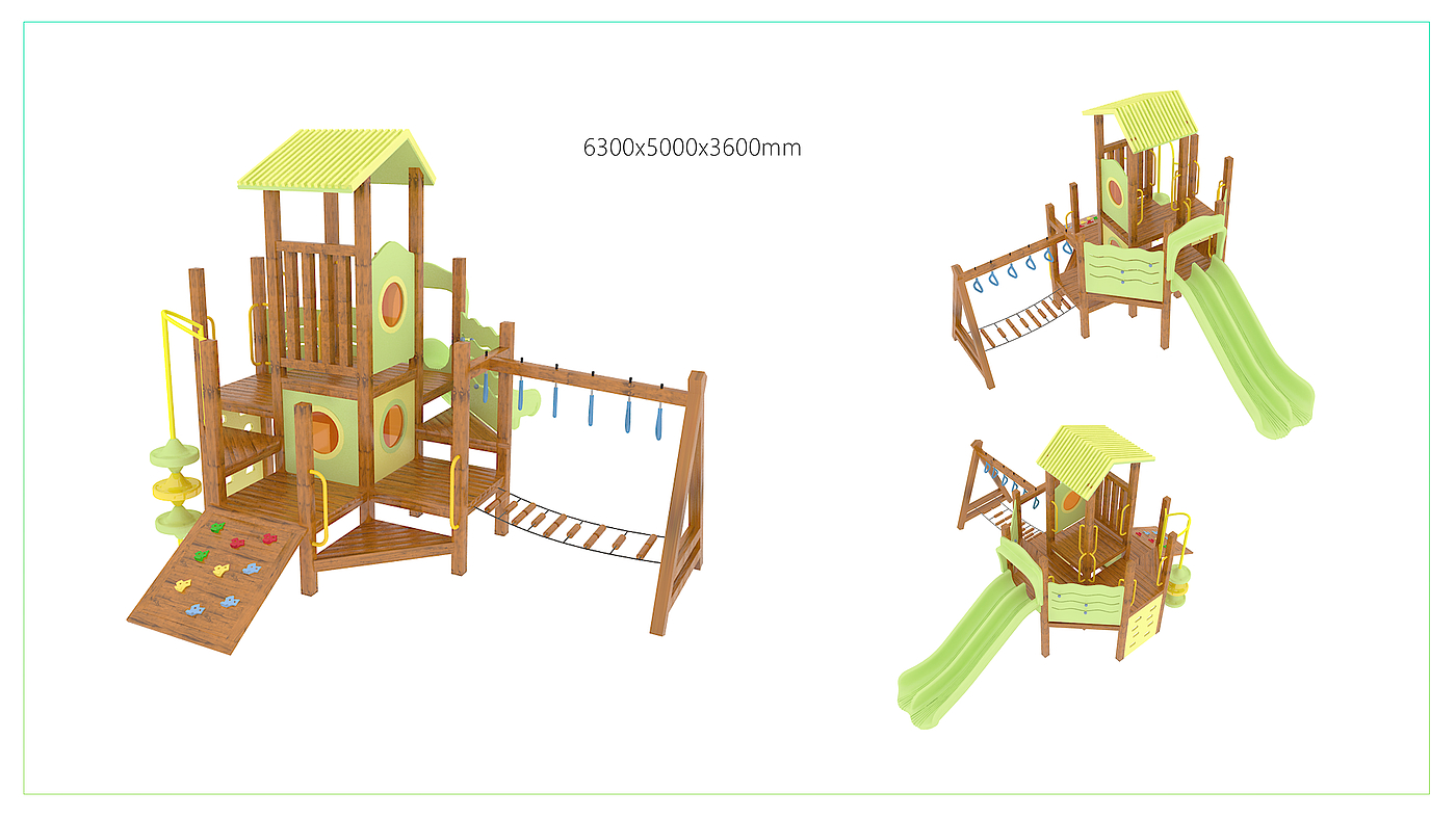 Children's play，Wooden slide，Unpowered amusement facilities，Children's slide，