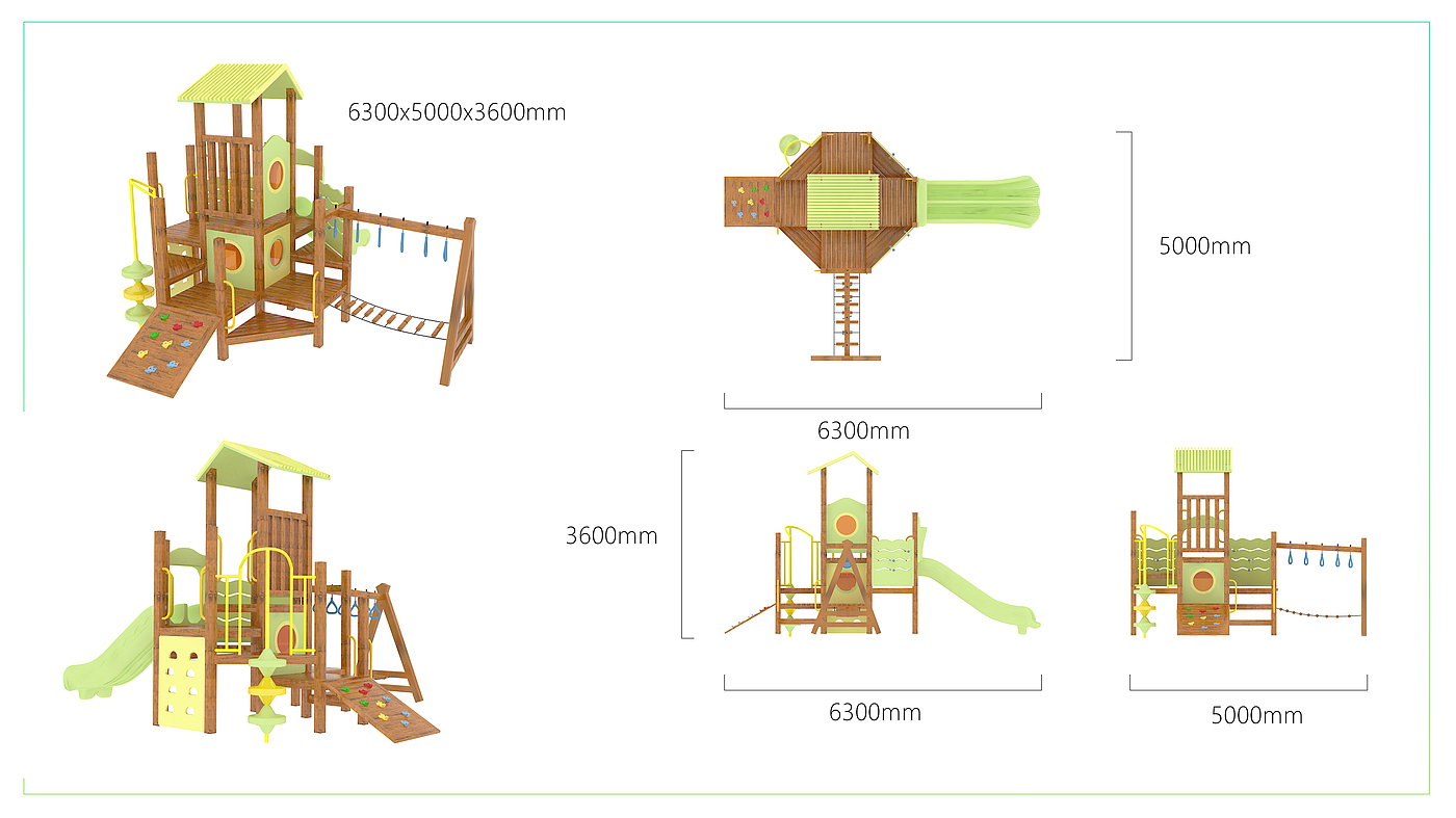 Children's play，Wooden slide，Unpowered amusement facilities，Children's slide，