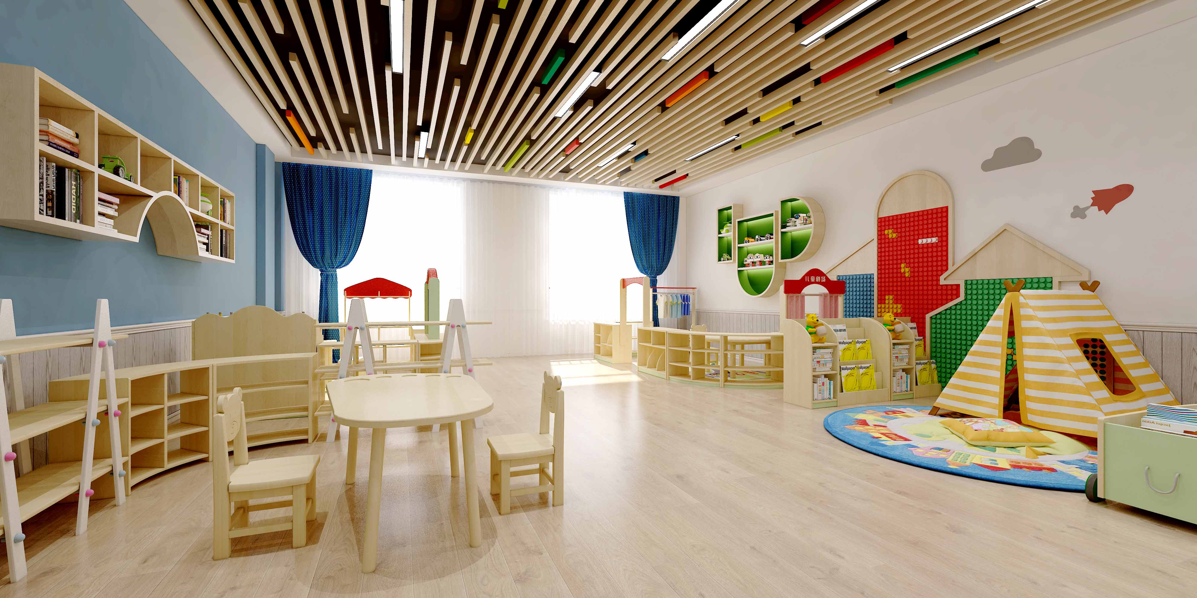 Kindergarten furniture，Children's furniture，Solid wood furniture，have furniture made to order，Kindergarten corner furniture combination，